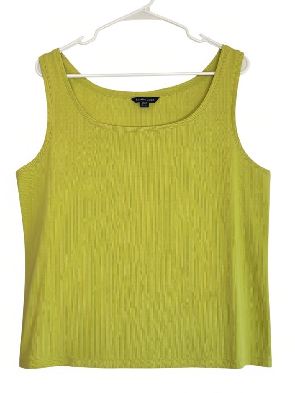 Lands’ End XL Lime Green Ribbed Tank Top Stretch Cotton Sleeveless Top